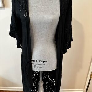 Tiare Hawaii Black Embroidered Kimono-It is brand new but no tag attached